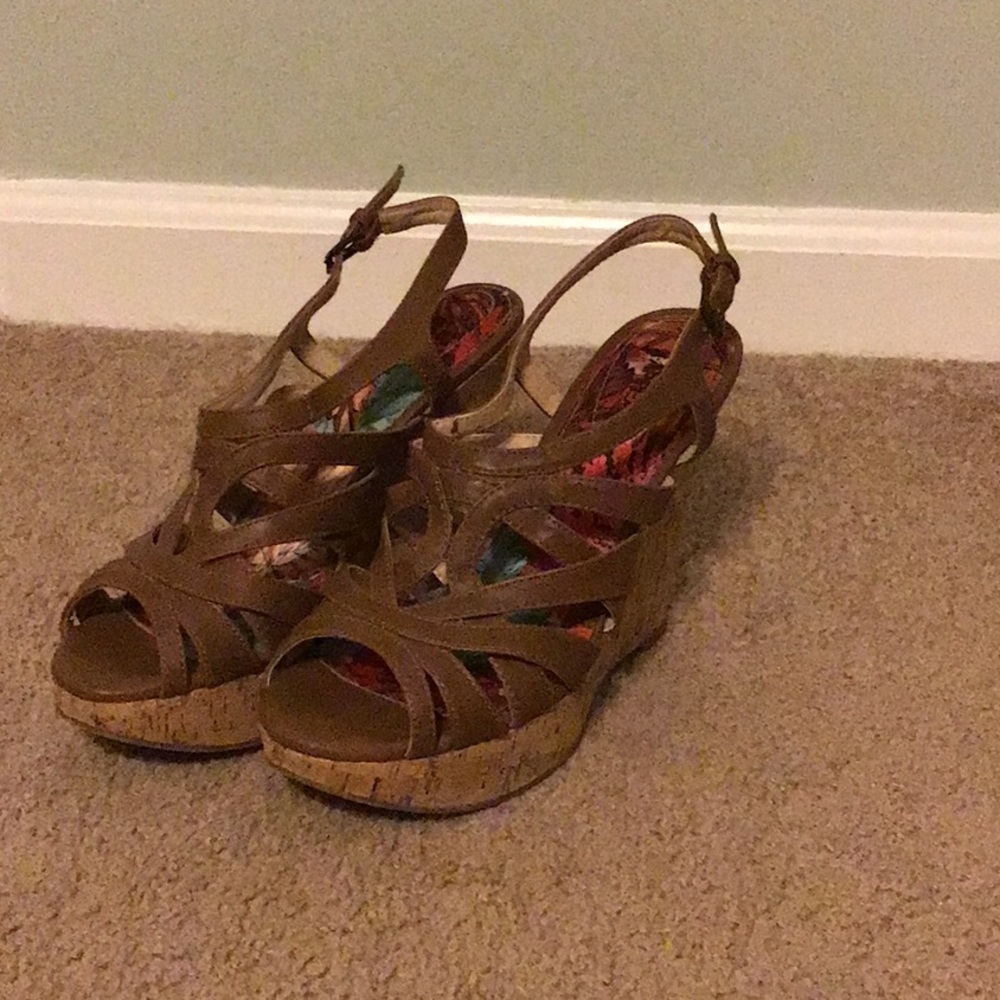 Brown wedged heels